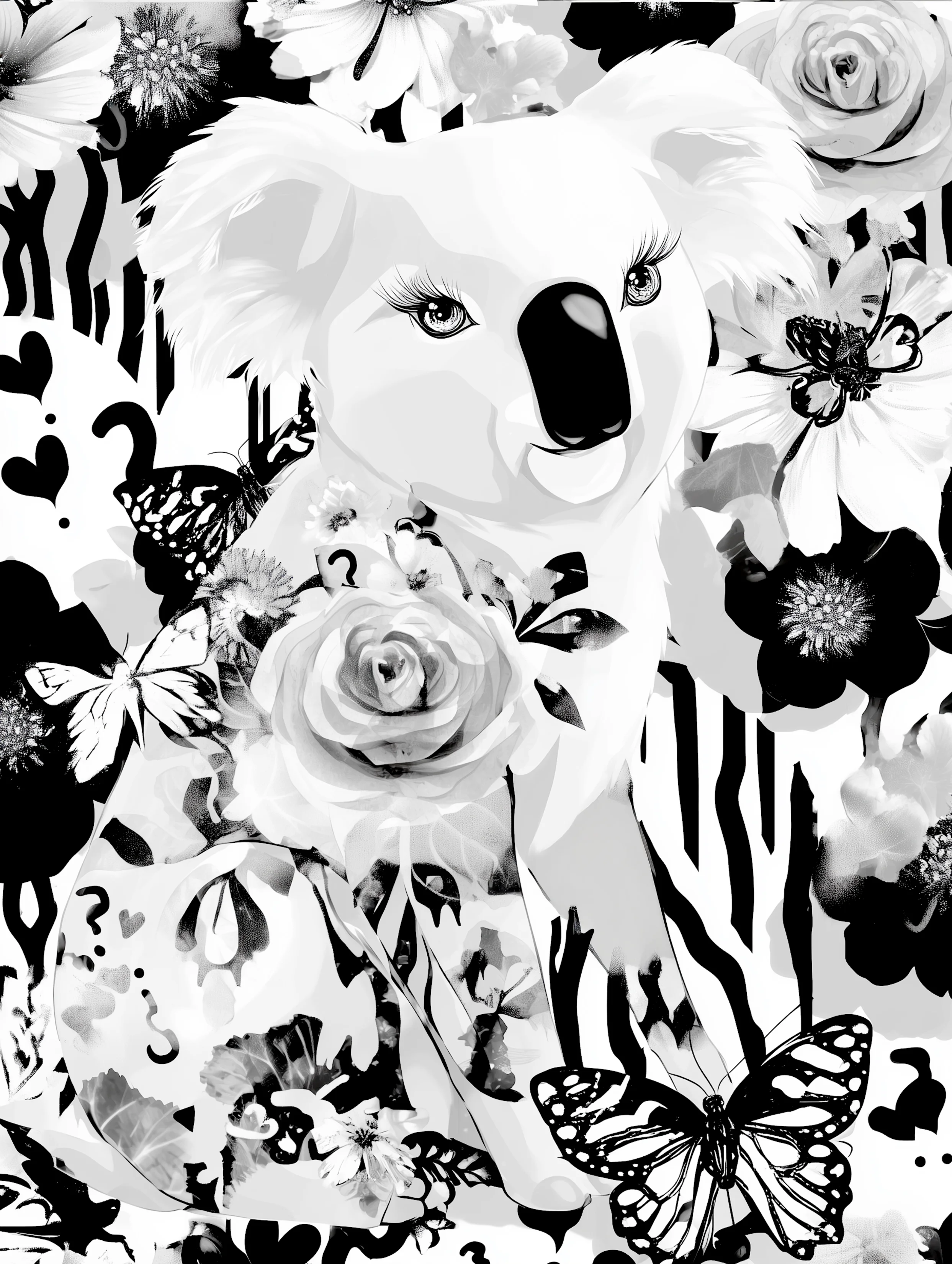 Free printable koala coloring page for adults featuring white koala coloring sheet